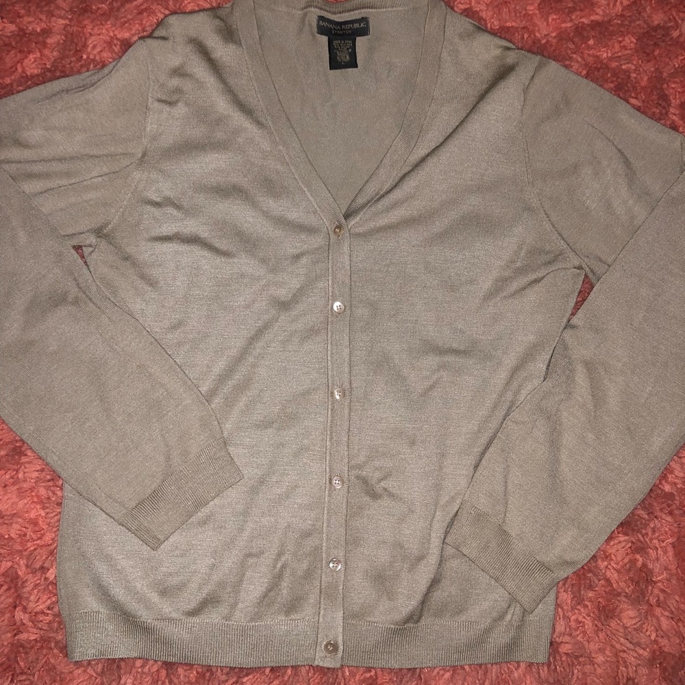 Banana Republic Silk and Nylon Beige Cardigan
